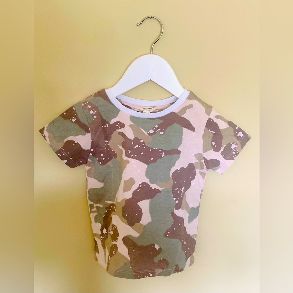River Island Baby Boys Green Camo Print Short Sleeve T-Shirt